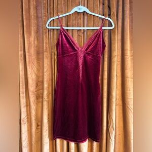 Bear Dance Burgundy Velvet Midi Dress
